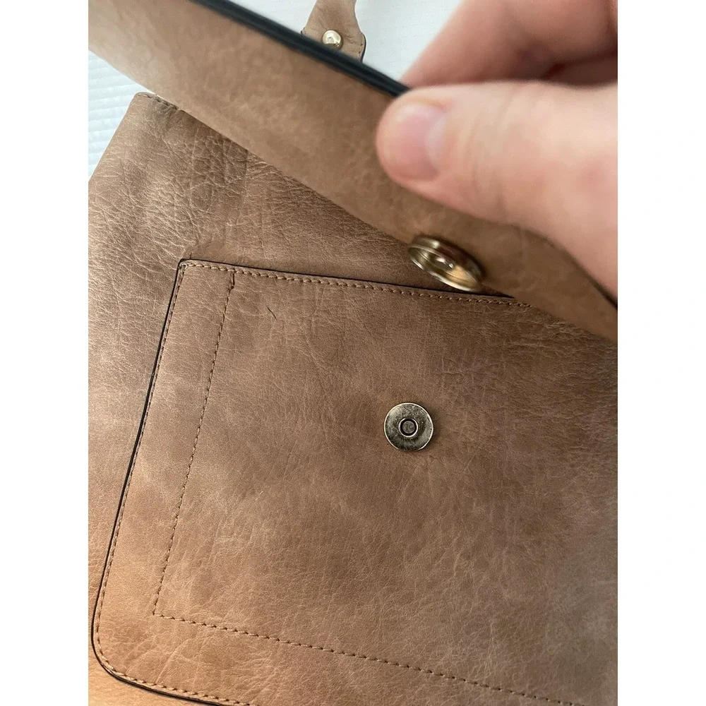 Backpack Tan Brown Bag Vegan Leather With Gold Accents Tassle
